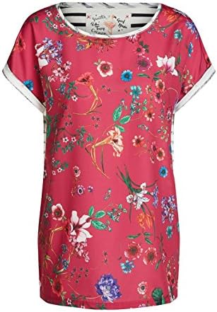Oui Floral Front Top 10 Pink Blue