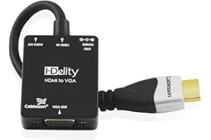 Cablesson Active HDMI to VGA - Black Female Video Converter Adapter Cable with Micro USB Power and Audio port - 1080p for PC, Laptop, DVD, TV, Blu-Ray, Sky HD, Raspberry Pi, Chromebook, Ultrabook