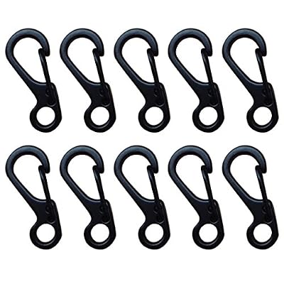 hunpta 10 pcs Mini mousqueton porte-clés à ressort d'alpinisme tactique de survie d'équipement, noir