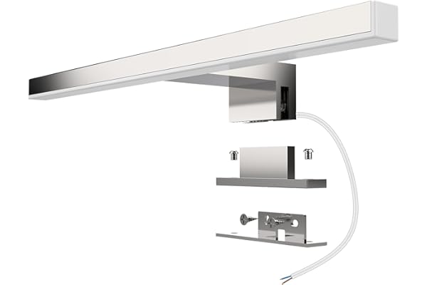 Aogled Lampe Miroir Salle de Bain 5W 400LM 30cm 230V 4000K, en Acier Inoxydable 3 en 1 Miroir Lumineux Led,Non Scintillement,Pince sur Miroir, Armoire,Mur Lampe LED 300mm