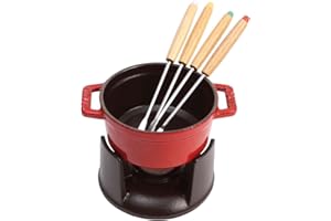 STAUB Fondueset klein inkl. 4 Fonduegabeln, 10 cm, 0,25 l, Gusseisen, Induktionsgeeignet, Kirschrot