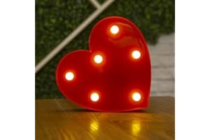 anso Alphabet LED Letters Light Up Numbers White Plastic Letters Standing Decor A to Z 0~9 (Heart Red)