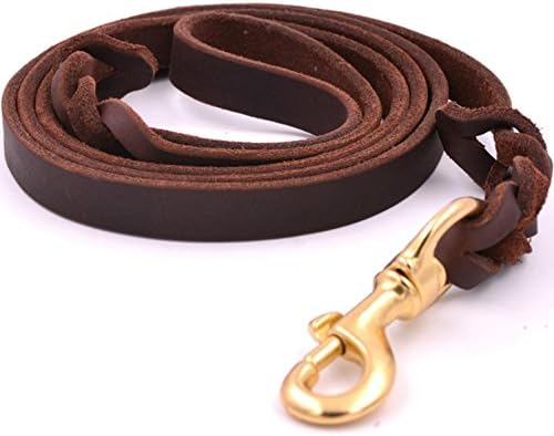 ZGBZZ Leather Pet Leash, dog training rope dog chain, leather walking dog rope, strong resistance to bite, pure leather hand-made, extremely comfortable in the middle of the interface, durable, multi-purpose traction belt