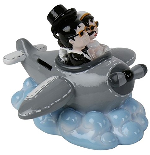 Spardose Brautpaar in Flugzeug Aufschrift.Just Married Hochzeit Sparbüchse Geschenk - 2