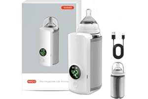 Chauffe Biberon Portable, Afenau 6000 MAh Chauffe-biberons avec 6 Températures, Chauffe Biberon Sans Fil, LED Chauffe Biberon Portable Sans Fil fur Travel