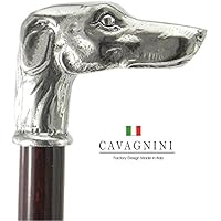 Bâton de marche,canne chien de chasse en bois étain couleur argent vintage noir ou canne Braun Cavagnini Italy