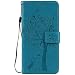 Produktbild iPhone 7 Plus / 8 Plus Hülle, WindTeco Blume Schmetterling Muster Folio PU Leder Flip Case Handyhülle Brieftasche Schutzhülle mit Stand Funktion und Kartenfächer für Apple iPhone 7 Plus / 8 Plus, Blau