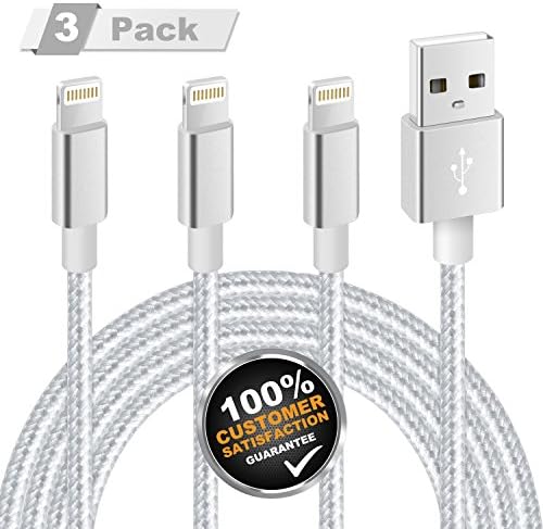 MITE Lightning Cable, 3Pack 6FT iphone Charger cable [Nylon Braided] Certified to iPhone X/8/7 Plus/6 Plus/6s, iPad Air 2/Pro and More(Silver Gray)