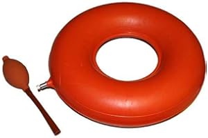 GESUNDHEITS-LADEN Inflatable Rubber Seat Ring, 45 cm Diameter, Red, with Air Pump, Seat Cushion Against Complaints for Pressure Sores, Hemorrhoids, Back Pain and Coccyx Relief
