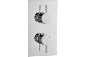 GO BATHROOMS Valla Single Shower Thermostatic Valve | Concealed Round Controls | Chrome Plate | Single Outlet