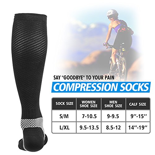 Chaussettes-de-Compression-pour-Hommes-Femmes-Courir-Infirmires-Voyage-en-Avion-Et-Maternit-Grossesse-Boost-Stamina-Circulation-Recovery1-Paire-Noir-Et-Rouge