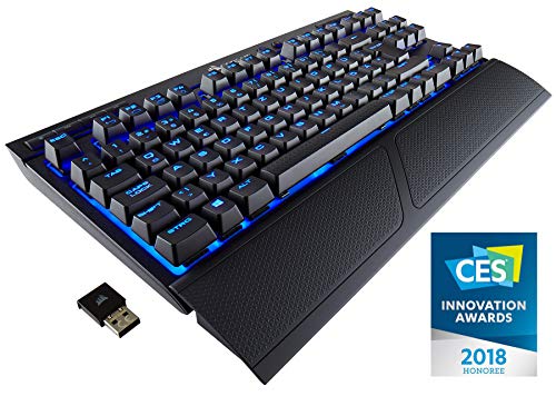 Corsair K63  inal  mbrico Teclado Gaming mec  nico  Cherry MX Rojo  Retroiluminaci  n LED Azules  QWERTZ  Negro