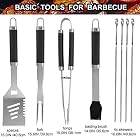 grilljoy Grillbesteck Set, 25er Edelstahl Grillzubehör mit hitzebeständigem Griff im Etui – Bild 2