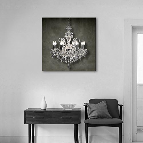 X&amp;L Solid Wood LED Fiber Painting Wall Decoration Painting Frameless Painting Bedroom Living Room Restaurant Bedroom Waterproof Canvas(Crystal Chandeliers) , 60*60
