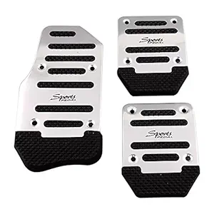 Oshotto 3 Pcs Non-Slip Manual CS-373 Car Pedals Kit Pad Covers Set Compatible with Tata NEXON (Silver)