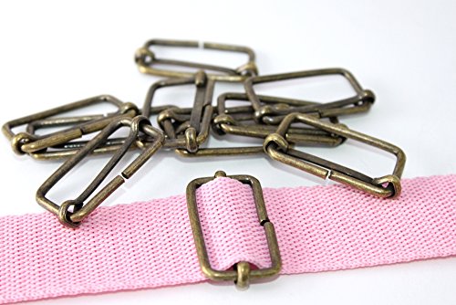 Verschieber-Regulatoren-Gurtschieber, Altmessing für Gurte/Bänder bis 30mm. 10 Stück.