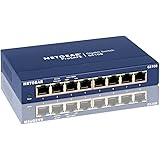 Netgear (GS108) Switch Ethernet 8 Ports RJ45 Métal Gigabit (10/100/1000), switch RJ45, Protection ProSAFE, Positionnement sur