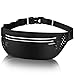 Produktbild LeaderPro Flache Bauchtasche Hüfttasche Gürteltasche Reisegeldbeutel Enganliegend Wasserdicht Geldgürtel zum Sport Reisen Joggen für Damen und Herren Schwarz