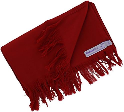Red Plain Colour Wool Woven Scarf/ Sash 100% Wool - Made in Scotland