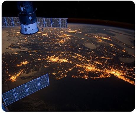 Gaming Mouse Pad Oblong Shaped Atlantic Coast At Night Nasa International Space Station Mouse Mat Design Natural Eco Rubber Durable Computer Desk Stationery Accessories Mouse Pads For Gift Support Wired Wireless or Bluetooth Mouse