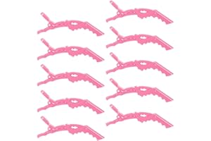 ZEVONDA Krokodil Clips Haarspangen - Professionelle Krokodil Haarschnitt Clips Styling Haarspangen Klemme mit rutschfestem Griff und breiten Zähnen, Rosa(10PCS)