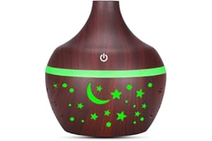 Raopuzi 300ml Mini Diffuseur d'Huiles Essentielles, Humidificateur à bois Portable Purificateur d'air Electrique Ultrasonique Brume Parfum pour SPA, Massage, Yoga, Maison, Bureau, Chambre bébé (F)