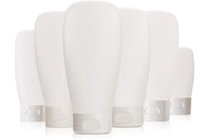 Upstore Bottiglia da viaggio in plastica trasparente riutilizzabile da 6 pezzi da 150 ml con tappo a ribalta Fiale per contenitori cosmetici per lozione mani shampoo gel doccia