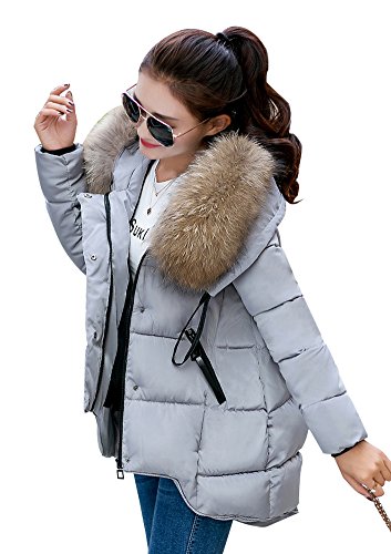 YOUJIA Mujer Casual Espesar Cálido Invierno Abrigo Acolchado Chaquetas con Capucha de Piel Sintética