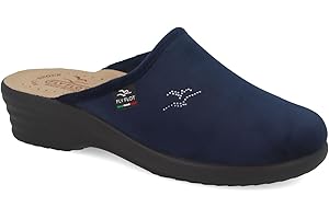 Fly Flot | Classic Woman, Pantofole Donna con Logo Strass, in Velluto, Sottopiede in Pelle