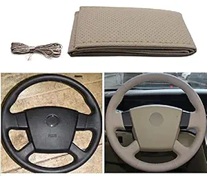 Autyle Car Steering Leather Cover Compatible with Tata Hexa (Beige)