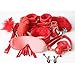 Produktbild QIANGGAO Die Bettfesseln | Riemen Übungsbänder | Kit mit verstellbaren Fellmanschetten Augenbinde für Cosplay 11-teiliges Set Plüsch,Red