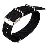 Schwarz Nylon Stoff 18 mm Breite DIY ersetzen Armbanduhr Armbanduhr Band Armband