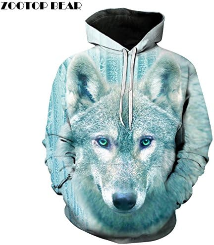 Winter Wolf Men Hoodies 3D Printed Hooded Tracksuits Autumn Printed Fashion Pullover Hooded Streetwear Male Jacket Outwear,6XL