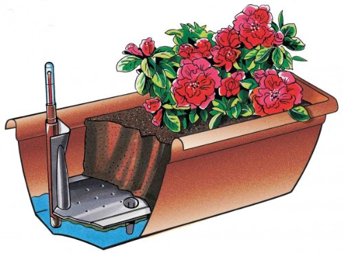 Blumenkasten AQUA TOSCANA aus Kunststoff incl. Wasserstandsanzeiger, Bewässerung und Untersetzer, Farben:anthrazit 38;Länge:100 cm - 5