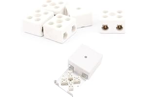 KARELLS Bloques de Terminales de Cerámica,Conector de Alambre de cerámica de Cobre,conector de cable Conector de Cable Resistente Altas Temperaturas de 5 orificios,para cables de alimentación,5PCS