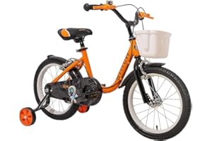 ‎HH HILAND HILAND KIELA 12/14/16 Zoll Kinderfahrrad, Kinder Jungen und Mädchen 2-7 Jahre alt Fahrrad, Kinder Fahrrad mit Stützrädern Korb Klingel Handbremsen