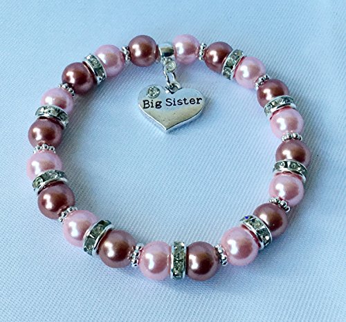 Gifts At Dawn BIG SISTER Bracelet with Big Sister Charm NEW BABY Sibling Gift FREE ORGANZA BAG (S - (14cm) approx 3-5 years)