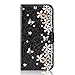 Produktbild Misteem Glänzend Schutzhülle Galaxy A7 2019 A70 Hülle Blumen, Kreative Glitzer Flowers Strass Magnet PU Leder Brieftasche Stoßfest Fall für Samsung Galaxy A70 A7 2019 [Blume Schwarz]