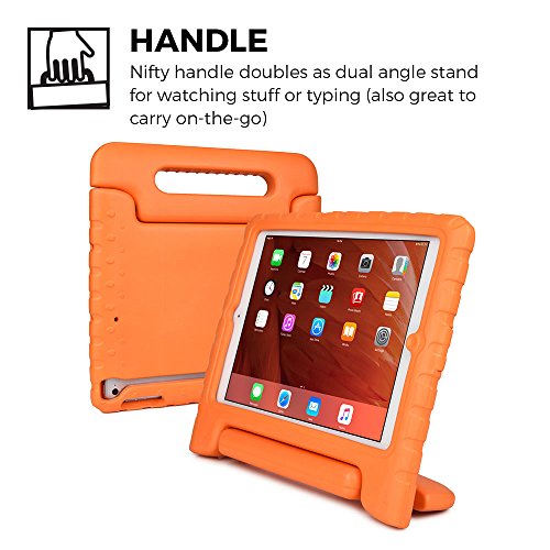 iPad Air hülle fur kinder, COOPER DYNAMO Beanspruchbare, strapazeirfähige, robuste, gepolsterte Hartschalenhülle mit integriertem Griff, Standfunktion & durchsichtigem Displaysschutz (Orange) - 5