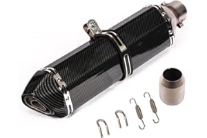 TPWEWRX Silencieux d'échappement universels de moto 38-51mm Texture en fibre de carbone noire Tuyau d'échappement arrière En acier inoxydable Éliminateur de bruit Moto DB Killer pour ATV Scooter (A)