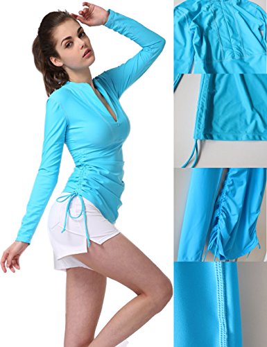 Damen Rash guard Surfen UV-Shirt Langarm Schwimmshirt UPF 50+ Sonnenschutz - 3