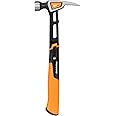 Fiskars IsoCore Finishing hammer, M, Length: 34 cm, Weight: 0.82 kg, Black/Orange, 1020213