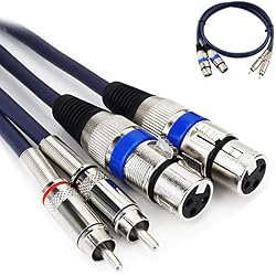 ✨ Double câble XLR Femelle vers RCA, Double Femelle XLR 3 Broches vers Double câble Audio RCA mâle Prise Audio stéréo connecteur de câble mixeur Micro Line 2M/6FT Noir foncé ...