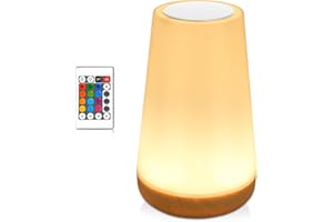 YGVQN Lampe de Nuit LED Tactile - 13 Couleurs RVB Changeantes & 3 Modes Dimmables, Veilleuse Bébé Rechargeable USB avec Télécommande, pour Chambre d'Enfant à Coucher Salon Camping Lampe Colorée