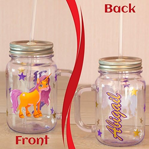 Unicorn - Personalised Water Bottle|tumbler|mason jar|flip straw|funny glass|drink glass|Sports Bottle|Lemon Juice|Kids|Friend|gift|birthday|name|present|girls|christmas|xmas|straw|