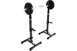 Physionics® Support pour Haltères Longs - Max. 300 kg, 12 Niveaux de Réglage, Cadre en Acier, Noir - Repose Barre, Rack de Rangement pour Poids, Squat, Musculation