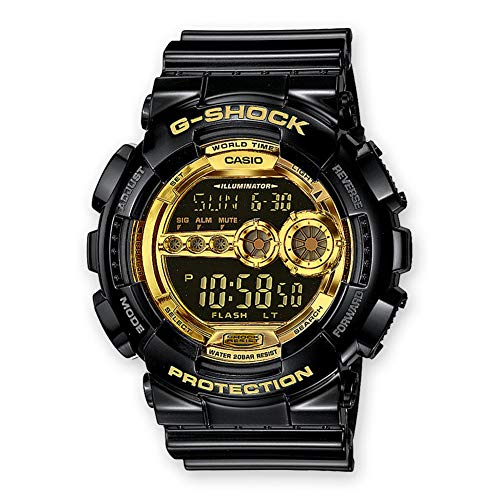 Casio G-Shock Digital Quarz Herren Uhr Schwarz Gold GD-100GB-1ER Casio G-Shock Digital Quarz Herren Uhr Schwarz Gold GD-100GB-1ER