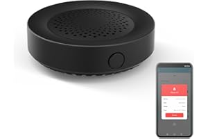 RISOON Alarma inteligente de sirena: 100 dB, alarma inalámbrica para sensor de movimiento, 32 tipos de sonidos de alarma disponibles, control remoto de aplicación para alarma de sirena doméstica, compatible