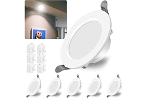 LUXHEIM 6 Pack LED Downlights for Ceiling,Recessed Spotlight Super Flat 6W Energy Saving LED Spot Lights Ceiling 6500K 650 Lumens Slim Round Downlight for Bathroom Living Room Kitchen