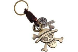 Sucolin Porte Clé tête de mort Vintage des Alliages Métal Tissés Porte Clef en Cuir pour Hommes
